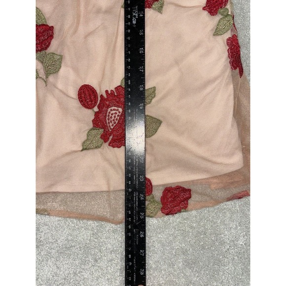 M Womens Disney Collection Lc Lauren Conrad Mesh Sleeveless Roses Peach Red - Picture 5 of 8